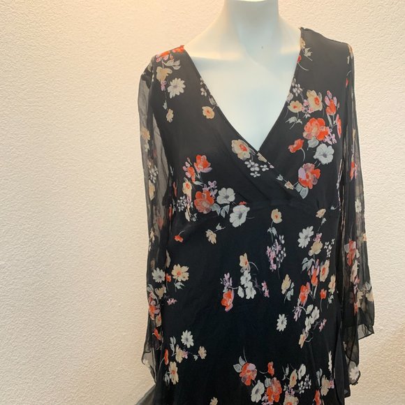 Black crossover bodice top with long sheer sleeves size XL very good condition - Picture 11 of 14